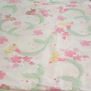 Pottery Barn Mermaid Pink and Green Colors Size Full Flat Sheet